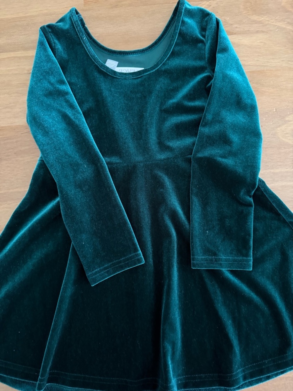 The Children's Place Emerald Green Velvet Dress Size 4 - Picture 4 of 6